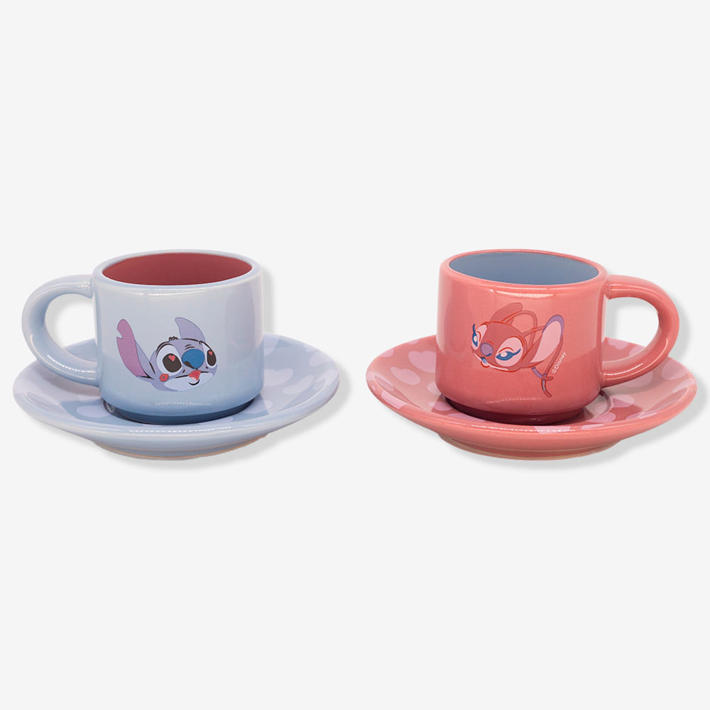 Kit Xicara com Pires Stitch e Angel - Disney
